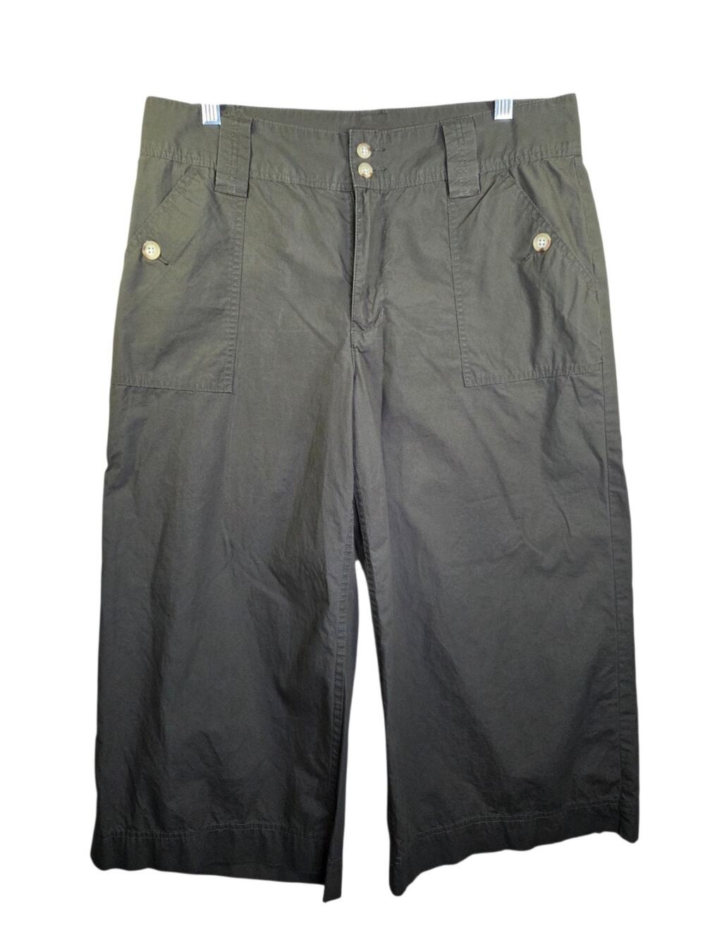 Ralph Lauren Pant Capi Womens 12 Army Green wide leg relaxed Utility Military